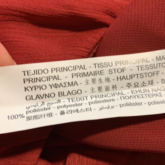 NWT. Zara Burgundy Wrap Ruffled Blouse. Size M. - Picture 5 of 6